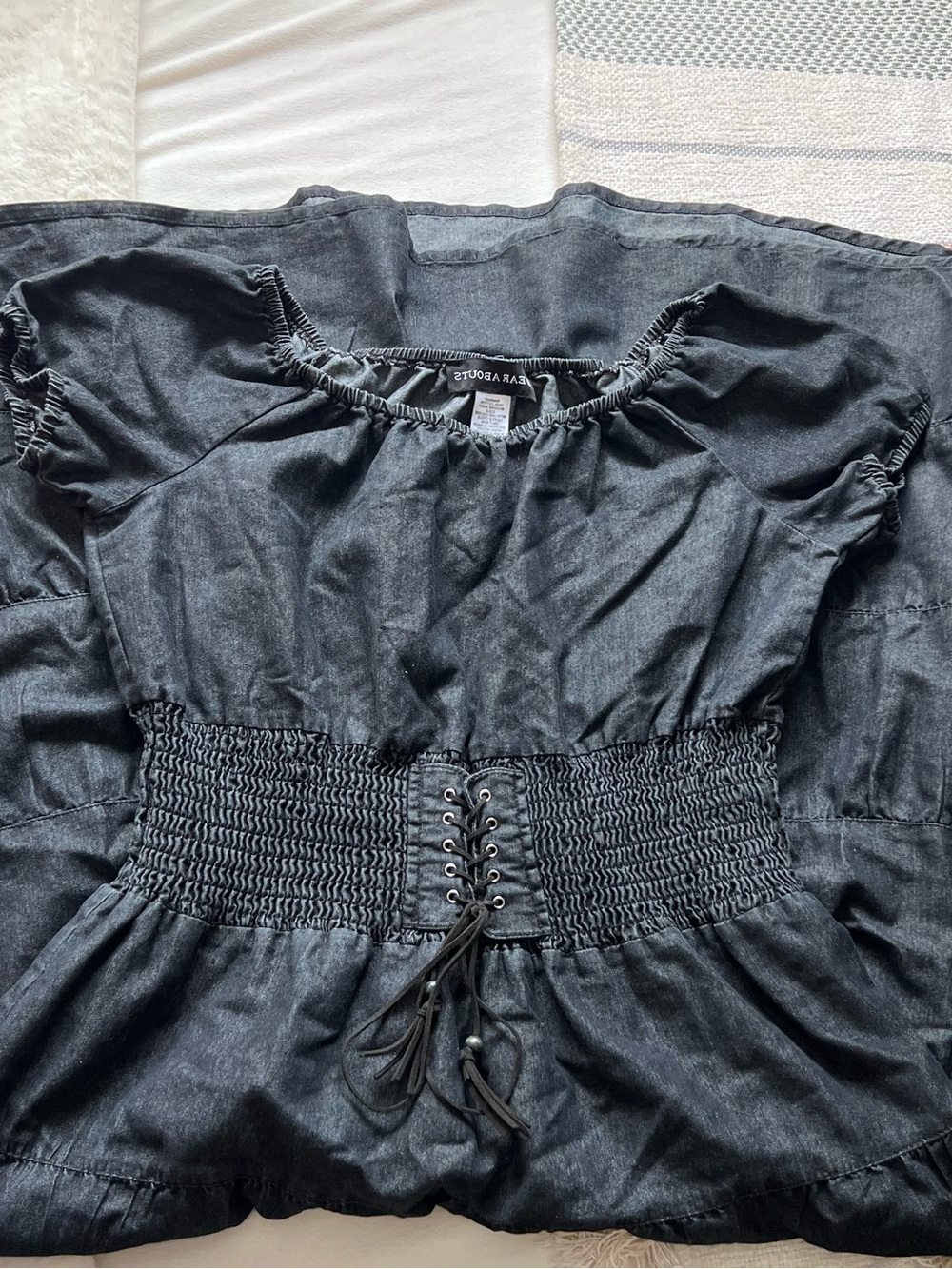 Black dress with smocked waist